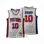 Camiseta Detroit Pistons Dennis Rodman NO 10 Mitchell & Ness 1988-89 Blanco