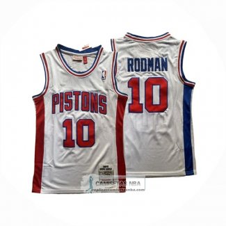 Camiseta Detroit Pistons Dennis Rodman NO 10 Mitchell & Ness 1988-89 Blanco