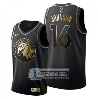 Camiseta Golden Edition Minnesota Timberwolves James Johnson 2019-20 Negro