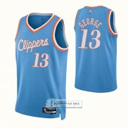 Camiseta Los Angeles Clippers Paul George NO 13 Ciudad 2021-22 Azul