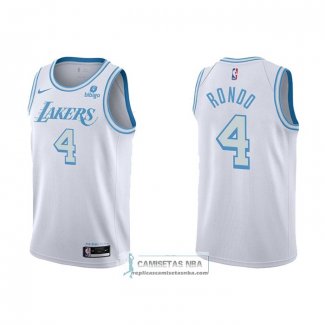 Camiseta Los Angeles Lakers Rajon Rondo NO 4 Ciudad 2021-22 Blanco