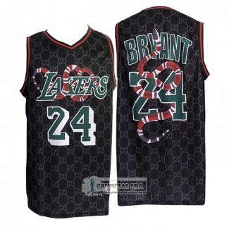 Camiseta Los Angeles Lakers X Gucci Mamba Kobe Bryant NO 24 Negro