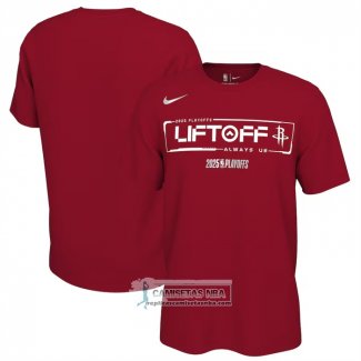 Camiseta Manga Corta Houston Rockets 2025 NBA Playoffs Rojo