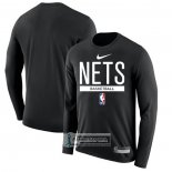 Camiseta Manga Larga Brooklyn Nets Practice Performance 2022-23 Negro