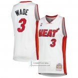 Camiseta Miami Heat Dwyane Wade NO 3 Mitchell & Ness 2005-06 Blanco