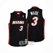 Camiseta Miami Heat Dwyane Wade NO 3 Mitchell & Ness 2012-13 Negro