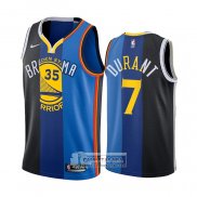 Camiseta Nets Warriors Thunder Kevin Durant NO 30 7 Split Azul Negro