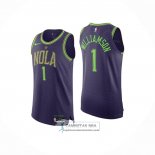 Camiseta New Orleans Pelicans Zion Williamson NO 1 Ciudad 2024-25 Violeta
