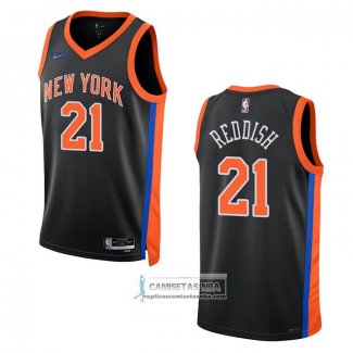 Camiseta New York Knicks Cam Reddish NO 21 Ciudad 2022-23 Negro