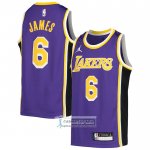 Camiseta Nino Los Angeles Lakers LeBron James NO 6 Statement Violeta