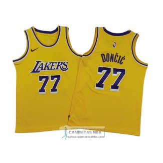 Camiseta Nino Los Angeles Lakers Luka Doncic NO 77 Icon 2024-25 Amarillo