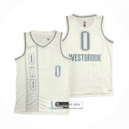 Camiseta Oklahoma City Thunder Russell Westbrook NO 0 Ciudad 2021-22 Blanco