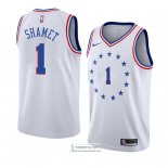 Camiseta Philadelphia 76ers Landry Shamet Earned 2018-19 Blanco