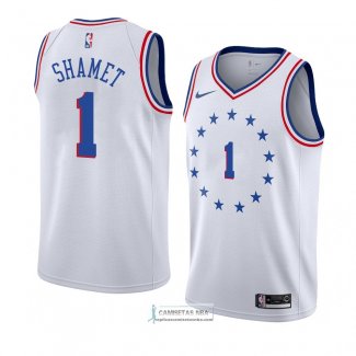 Camiseta Philadelphia 76ers Landry Shamet Earned 2018-19 Blanco