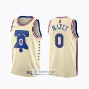Camiseta Philadelphia 76ers Tyrese Maxey Earned 2020-21 Crema