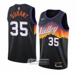 Camiseta Phoenix Suns Kevin Durant NO 35 Ciudad 2020-21 Negro