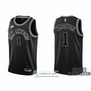 Camiseta San Antonio Spurs Victor Wembanyama NO 1 Classic 2022-23 Negro