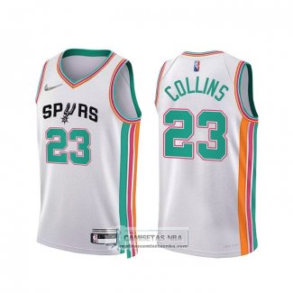 Camiseta San Antonio Spurs Zach Collins NO 23 Ciudad 2021-22 Blanco