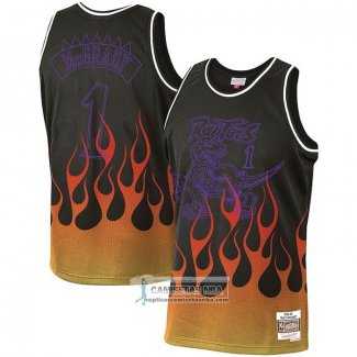 Camiseta Toronto Raptors Tracy Mcgrady Flames Negro