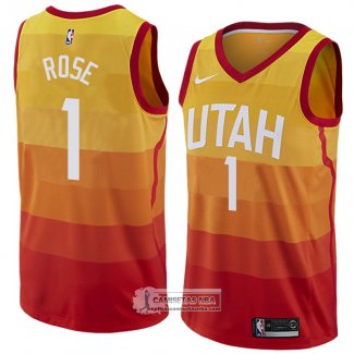Camiseta Utah Jazz Derrick Rose Ciudad 2018 Amarillo