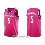 Camiseta Washington Wizards Cassius Winston NO 5 Ciudad 2022-23 Rosa