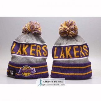 Gorro Beanie Los Angeles Lakers New Era Gris Violeta