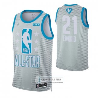 Camiseta All Star 2022 Philadelphia 76ers Joel Embiid NO 21 Gris