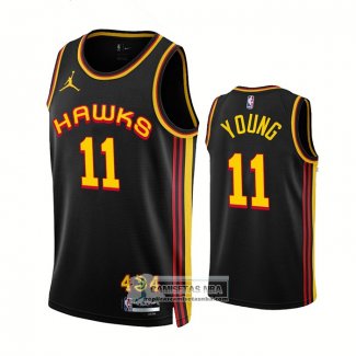 Camiseta Atlanta Hawks Trae Young NO 11 Statement 2022-23 Negro