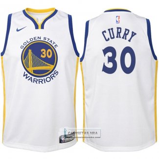 Camiseta Nino Warriors Curry 2017-18 Blanco