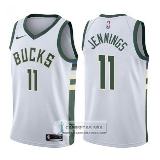 Camiseta Bucks Brandon Jennings Association 2017-18 Blanco