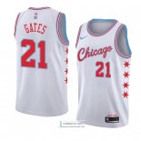 Camiseta Chicago Bulls Kaiser Gates Ciudad 2018 Blanco