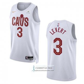 Camiseta Cleveland Cavaliers Caris Levert NO 3 Association 2022-23 Blanco