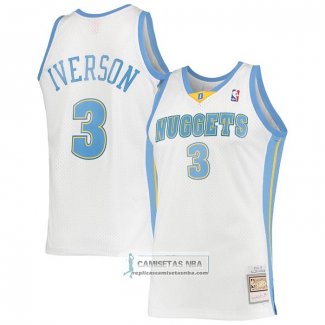 Camiseta Denver Nuggets Allen Iverson NO 3 Mitchell & Ness 2006-07 Blanco