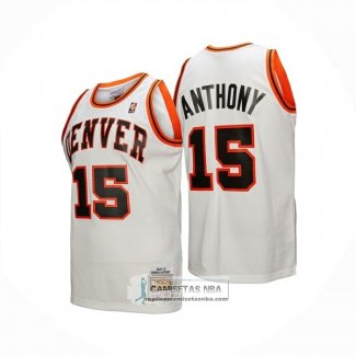 Camiseta Denver Nuggets Carmelo Anthony NO 15 Mitchell & Ness 2006-07 Blanco1