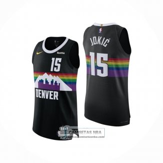 Camiseta Denver Nuggets Nikola Jokic NO 15 Ciudad Authentic 2025-26 Negro