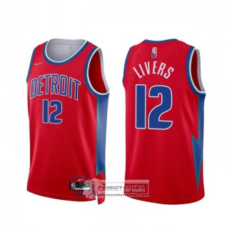 Camiseta Detroit Pistons Isaiah Livers NO 12 Ciudad 2021-22 Rojo