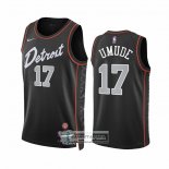 Camiseta Detroit Pistons Stanley Umude NO 17 Ciudad 2023-24 Negro
