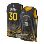 Camiseta Golden State Warriors Stephen Curry NO 30 Ciudad 2022-23 Negro