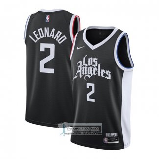 Camiseta Los Angeles Clippers Kawhi Leonard Ciudad 2020-21 Negro