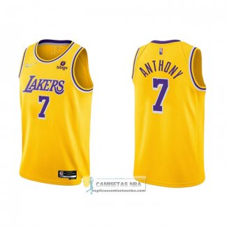 Camiseta Los Angeles Lakers Carmelo Anthony NO 7 75th Anniversary 2021-22 Amarillo