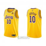 Camiseta Los Angeles Lakers DeAndre Jordan NO 10 75th Anniversary 2021-22 Amarillo