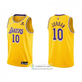 Camiseta Los Angeles Lakers DeAndre Jordan NO 10 75th Anniversary 2021-22 Amarillo