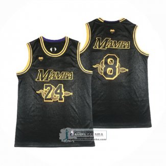 Camiseta Los Angeles Lakers Kobe Bryant NO 24 8 Black Mamba Negro