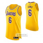 Camiseta Los Angeles Lakers LeBron James NO 6 Icon Autentico Amarillo