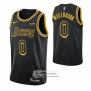 Camiseta Los Angeles Lakers Russell Westbrook NO 0 Ciudad Negro