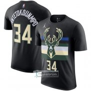 Camiseta Manga Corta Milwaukee Bucks Giannis Antetokounmpo Statement Negro