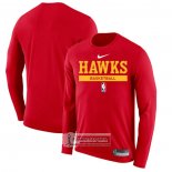 Camiseta Manga Larga Atlanta Hawks Practice Performance 2022-23 Rojo