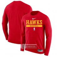 Camiseta Manga Larga Atlanta Hawks Practice Performance 2022-23 Rojo