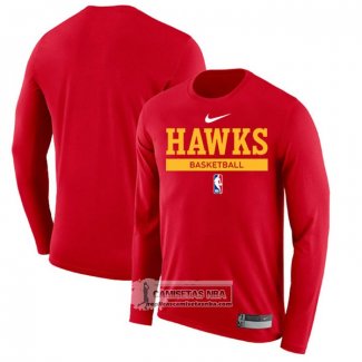 Camiseta Manga Larga Atlanta Hawks Practice Performance 2022-23 Rojo