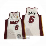 Camiseta Miami Heat LeBron James NO 6 Mitchell & Ness 2012-13 Blanco(1)